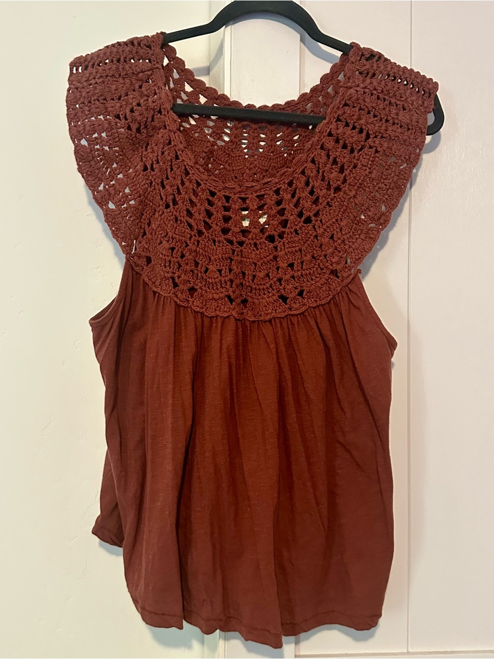 Lucky Brand Crochet Tank in Deep Brown
